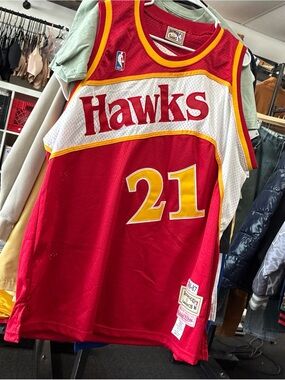 Men’s Rare Mitchell Ness 1986-87 Atlanta Hawks Dominique Wilkins Jersey SZ 52